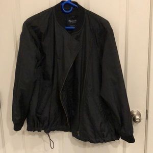 Asymmetrical zipped rain jacket